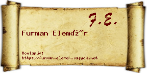 Furman Elemér névjegykártya